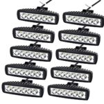 AUXTINGS 6” inch 18W Spot LED Work Light Bar Driving Lamp for Motorcycle Jeep Cabin Boat SUV Truck Car ATV Vehicles Marin OffRoad,10 Piece