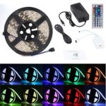 Lampwin RGB LED Strip Light Kit with 16.4FT 300 Units SMD 5050 Color Changing LED Rope Light DC12V Flexible IP65 Waterproof, Multi-color 44 Key IR Remote Controller, DC 12V 5A Power Supply Adapte