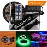 LEDMO 16.4Ft Waterproof Flexible Strip 300 LEDs Color Changing RGB SMD5050 LED Light Strip Kit RGB 5M with 44Keys IR Remote Controller and 12V 5A Power Supply