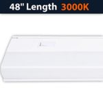 Hardwired LED Under Cabinet Task Lighting – 25 Watt, 48″, 2200 Lumen, 3000K (Warm White), Metal Base Frost for Kitchen, Bed Board