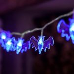 Mini-pro Waterproof 30 LED Bat Solar Outdoor String Halloween Lights Set with 20-Feet Black Wire (Blue)