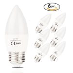 INT Lighting LED Light Bulb E26 Candelabra Base Decorative for Home LED Bulbs B11 60 Watt Equivalent(6w), Warm White 2700K 500lm 120V Non-Dimmable, 6 Pack