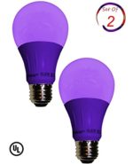 Sleeklighting LED A19 Purple Light Bulb, 120 Volt, 3 Watt Medium Base, UL-Listed LED Bulb, Pack of 2-(lasts more than 20,000 hours)