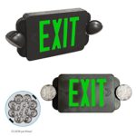 eTopLighting [2 Pack] LED Exit Sign, Emergency Light Green Lettering Combo with Extra Face Plate, UL924, Double Side Light, Ceiling / Wall Mount, AGG2161