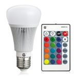 Zeben E26 LED Light Bulb 10W RGBW Color Changing Dimmable LED Light Bulbs Daylight 6000k A19 Lamp with Remote Controller for Home Bar Party KTV Decoration