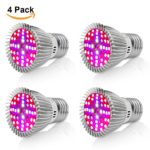 Led Grow Light Bulb EnerEco 40W 2835 SMD Chips Full Spectrum UV IR E27/E26 Base Grow Plant Lights Lamp For Flowering Lighting Indoor Plants Vegetables Hydroponic System Greenhouse Organic-4PACK