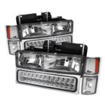 Chevy C/k Series 1500/2500/3500 / Chevy Tahoe /C/k Series 1500/2500/3500 / Chevy Silverado / Chevy Suburban / Chevy Suburban Crystal Headlights w/ Corner & Bumper Chrome Housing with Clear Lens