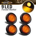 Partsam (4)2″ Round Led Trailer Side Marker Lights w/ Grommets 9 LEDs Waterproof Amber