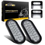 Partsam 2x Oval White Stop Tail Backup Reverse Light Rubber Flush Mount 6″ 24 LED for Truck Trailer Boat Waterproof