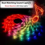 12V LED Strip Lights Sync To Beats of Music,Geekeep Music Reactive LED Light Strip 300 LED Lights SMD 5050 Waterproof Flexible RGB Strip Lights 360 Degrees Music Sensing Receiver (16.4ft/5M )