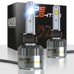 BPS LIGHTING B2 LED Headlight Bulbs Conversion Kit – H1 80W 12000 Lumen 6000K 6500K – Cool White – Super Bright – Car and Truck High or Low Beam – All-in One – Plug and Play