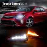 For Toyota Camry 2015 Chrome Daytime Running Lights With Yellow Turn Signal Lights Function Driving Car LED DRL Lamp Light Kit Fog Lights Driving Lights Kit