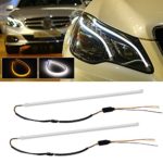 Partsam Pair of 45cm Illuminating White/Amber Switchback LED Tube Strip Lights For Headlight Retrofit