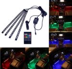 4Pcs Multicolor Car RGB LED Strip Light, YANF DC12V/72LEDs Car Glow Interior Atmosphere Floor Lights Neon Underdash Lighting Kit with Sound Music Active Function and Wireless Remote Control