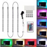 TV Backlight,SOLMORE RGB LED TV Backlight Strip Lights,SMD5050 Home Theater Flexible Light Strip Waterproof Light Rope Background Accent lighting Kit with 24-key Remote and Connectors,Adapter