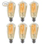 Lighting Vintage Antique Style LED Bulb Pendant Lighting,Wall Sconces,Chandeliers,E26 Base 2200K Soft Warm light bulb,SUNMEG 8W ST64 LED Filament Bulb,Equivalent to 70w Incandescent Bulbs(6 Pack)