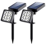 Solar Spotlights 2-in-1 Waterproof Outdoor Landscape Lighting 9 LED Adjustable Spotlight Wall Light Auto On/Off  Security Night Lights for Patio Yard Garden Driveway Pathway Pool (Pack of 2)