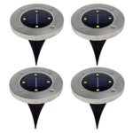 4Pcs 4 LED Solar Powered Ground Lights Outdoor lamp Waterproof LED Solar Path Lights Garden Landscape Spike Lighting for Yard Driveway Lawn Pathway – White