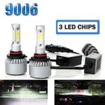 1 Pair of 9006 Car LED Headlight Bulbs Conversion Kit – HB4 9012 – 3 COB Chips Headlamp for High Beam/Low Beam/Fog Light – 13000LM 6000K Pure White – 3Yr Warranty