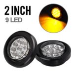 Partsam 2″ Led Light Marker Clearance Flush Mount Grommet 9LED w Reflector Clear/Amber (2 in a Pack)