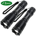 Ultra-Bright Tactical Flashlight, Wsiiroon 1800 Lumens CREE XML-T6 LED Flashlight, Zoomable, IP65 Water-Resistant, Portable, 5 Light Modes for Indoor and Outdoor Use, 2 pack (Batteries Not Included)