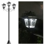 72″ Street Vintage Outdoor Garden Triple Solar Lamp Post Light Lawn – Adjustable