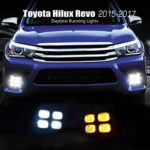 For Toyota Hilux Revo 2015-2017 OEM Replacement Foglight Cover LED DRL Daytime Running Lights With Yellow Turn Signal Lights Driving Fog Lamps Kit