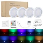 RGB LED Under Cabinet Lighting Kit – 4Pack Lampwin 2017 New Dimmable Kitchen Under Cabinet Puck Light Fixture for Chirstmas Xmas Decorating Kitchen Wardrobe Counter Furniture Closet Mood Lighting