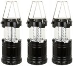 Everyday Essentials 3 Pack Ultra Bright LED Collapsible Water Resistant Camping Lantern Flashlights [NEWEST VERSION] (Black 3-Count)