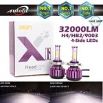 New Arrival Car Headlight Bulb H4 HB2 9003 LED 4-Side High-Low Dual Beam Super Bright – 32000/16000 Lumens 6000K Pure Cool White Plug n Play Fog/Head Light Replacement