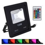 WEDO 10W RGB Led Flood Light IP66 Waterproof 16 Colors Change 4 Modes with Remote Control Wall Wash Light Security Light With US 3-Plug for Outdoor Garden Landscape Yard Car Park