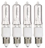 E11 Bulb 4 Pack T4 120V 75W Clear Long Life Mini Candelabra Halogen Light Bulbs