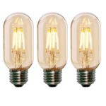 ONEPRE 3 Pack of T45 Edison Led Bulb 4W LED Filament Bulb, 40 watt Equivalent Warm White, E26/E27 Medium Screw Base, Tubular Style LED Vintage Antique Led Light Bulbs, 2300K