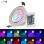 eSavebulbs 3W RGB Recessed Light 3 Inch LED Downlight Wireless Remote Color Changing Ceiling Light with LED Driver