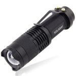 SOLARAY MINI-PRO 1 – Tactical LED Flashlight With Zoom Lens, Super Bright 3 Mode, 300 Lumens, and Attached Belt Clip.