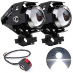 2PCS 125W U5 LED Headlight Driving Fog Spot Light Lamp & Kill Switch for Motorcycle/ATV/Truck