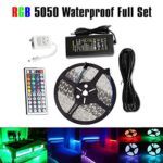 LED Strip Lights,Strip Lights,LED Flexible Ribbon Lighting Strip SMD 5050 Waterproof 16.4ft 5M 300leds RGB Color Changing Flexible LED Rope Lights with 44Key Remote +12V 5A Power Supply+IR Control Box