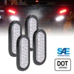 4pc OLS 6 Inch Oval LED Trailer Tail Lights – 24 White LED Reverse Backup Trailer Lights for RV Trucks (DOT Certified, Grommet & Plug)