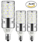 Backey E12 LED Bulbs,12W LED Candelabra Light Bulbs 100 Watt Equivalent, 1200lm, Daylight White 6000K LED Chandelier Bulbs, Decorative Candle Base E12 Non-Dimmable LED Lamp, Pack of 3
