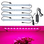 Grow Lights for plants, 45W, 4 pcs Extendable 16 Inches waterproof LED Grow Light Strip for Greenhouse, Plant Growth Cabinet Shelf; Easy Installation LED Light Strip for Plant Grow–[4-Strip-Kit]