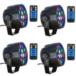 LED Stage Lights Maryger Led Par Lights RGBW DMX Color Mixing 12 Leds Stage Lighting Can Remained One Color with Remote (4 Pieces)