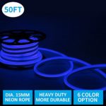 Led Neon Lights, Shine Decor Blue Rope Lights, Update Waterproof 2835 120Leds/M, 50ft, 110V, Included All Necessary Accessories, Flex Durable Super Bright For Outdoor Decor Or Commercial Use