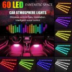 Carmoni 4pcs 60 LED Multi-color Remote Control Car LED Interior Lights – Atmosphere Neon Lights Kit with Sounds-activated