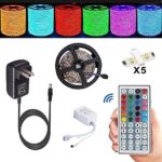 Led Strip,TOPMAX 5050 16.4ft/5m RGB Led Strips Lighting Kit,Led Strip Lights+12V 3A Charger Power Supply(built-in IC and fuse)+44 Key Remote