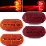 4pcs 10 Diodes Oval Led Side Marker lights,Front Rear Marker Lamps, Indicator Identification lights for Caravan Van Boats Truck Trailer,Surface Mounted Install,Pack of 2 Red + 2 Amber