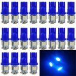 EverBright 20-Pack Blue T10 194 168 2825 W5W 5050 5-SMD LED Bulb For Car Replacement Interior Lights Clearance Wedge Dome Trunk Dashboard Bulb License Plate Light Lamp  DC 12V