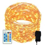 99ft 300 LED String Lights with Remote Control Dimmable Indoor/Outdoor Waterproof Starry Lights for Bedroom, Patio, Garden, Home, Wedding, Birthday, Party Copper Wire Warm White