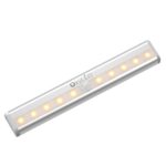 OxyLED Motion Sensor Closet Lights,Cabinet Light,DIY Stick-on Anywhere Wireless 10 LED Light Bar,Safe Lights with Magnetic Strip for Closet Cabinet Wardrobe Stair (1 Pack,Warm Light,Battery Operated)