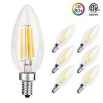 Otronics LED Candelabra Bulbs,CA10 4W(40W Equivalent)Clear Light Bulbs For Candelabra & Chandeliers, E12 Screw Base LED Light Bulb, Daylight 5000K, ETL Listed(6 Pack)