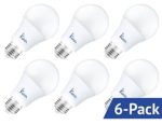 Kunix 6 – Pack of A19 LED Light Bulb ComfortVIEW, 9W (60W Eq.), Crystal White Glow (5000K), 800 Lumens, Medium Screw Base (E26), Wide Flood Light Bulb, 120° Beam Angle, UL and ENERGY STAR Listed